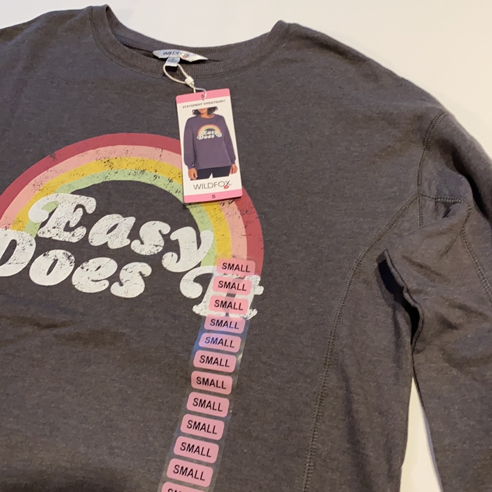 Wildfox Small Easy Does It Graphic Charcoal Statement Sweatshirt New (T) - Picture 3 of 16